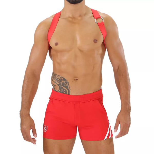 Herren Brust-Harness mit elastischem Komfort & fluoreszierendem Look, Rot | TOF Paris