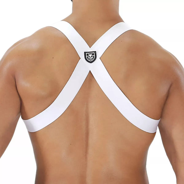 Herren Brust-Harness mit elastischem Komfort & fluoreszierendem Look, Weiß | TOF Paris