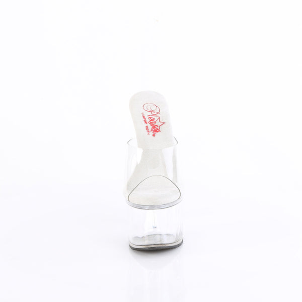 PASSION-701 - Plateau High Heel Pantoletten - Transparent von Pleaser – Ansicht 2
