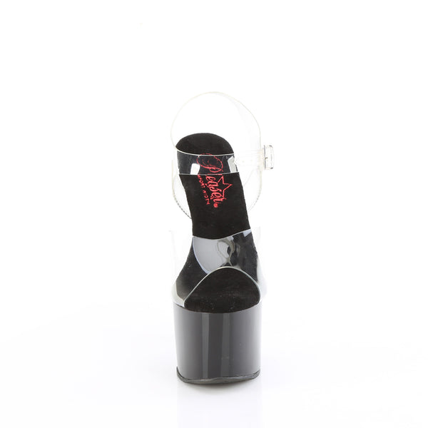 PASSION-708 - Plateau High Heel Sandaletten - Schwarz/Transparent von Pleaser – Ansicht 2