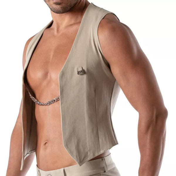 Beige Patriot Chain-Weste von TOF Paris – Ansicht 2