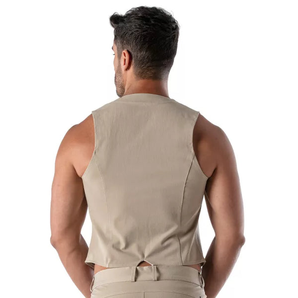 Beige Patriot Chain-Weste von TOF Paris – Ansicht 3