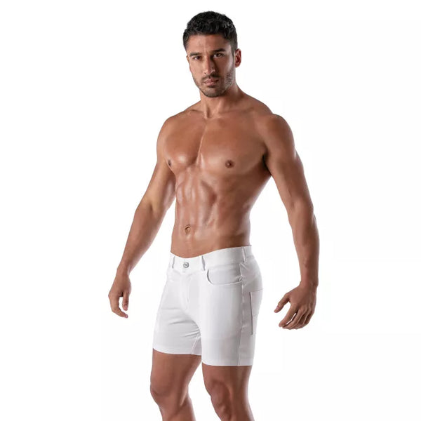 Weiße Patriot Chino Shorts im klassischen Premium Schnitt von TOF Paris – Ansicht 4