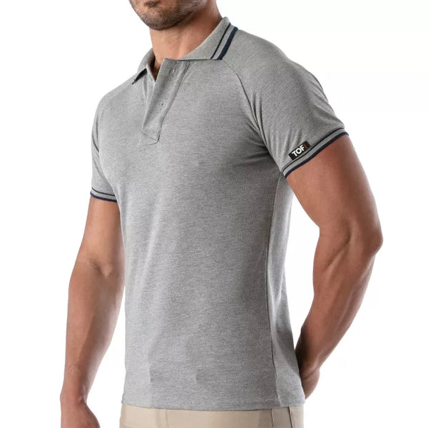 Graues Patriot Polo Shirt im klassischen Premium Look von TOF Paris – Ansicht 2