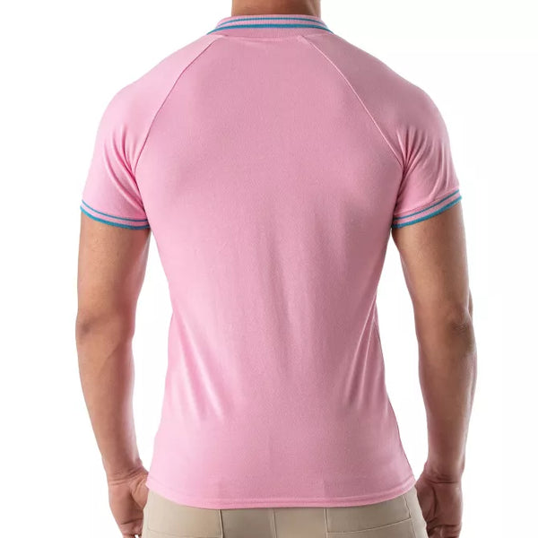 Pinkes verführerisches Poloshirt mit maskulinem Schnitt von TOF Paris – Ansicht 3