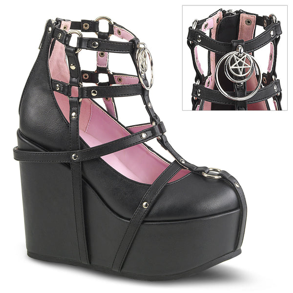 POISON-25-1 Plateau Schuh mit Pentagramm Riemchen von DemoniaCult
