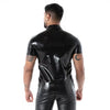 Schwarzes Latex Polo Shirt im Second Skin Designer Look von TOF Paris – Ansicht 3
