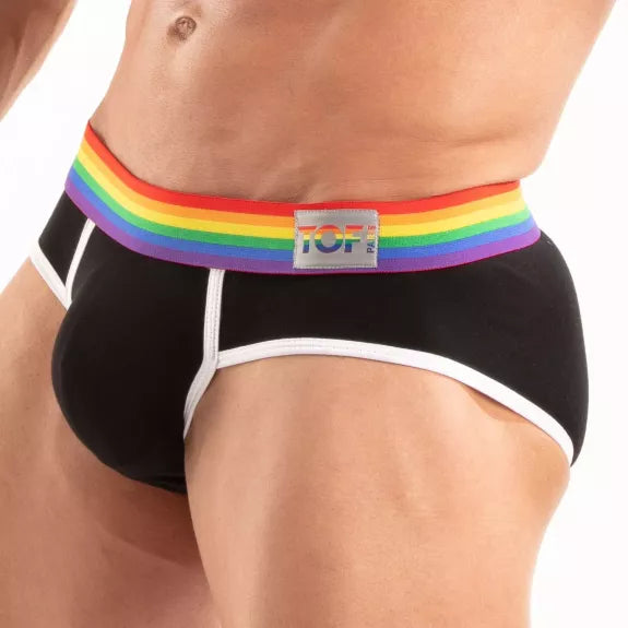 Herren Slips Pride - Bunte Bund, Komfort & Formgebung, Schwarz | TOF Paris