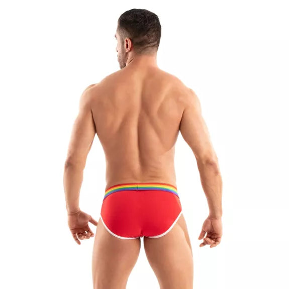 Herren Slips Pride - Komfort & auffälliger Regenbogenbund, rot | TOF Paris