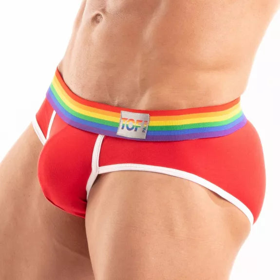 Herren Slips Pride - Komfort & auffälliger Regenbogenbund, rot | TOF Paris