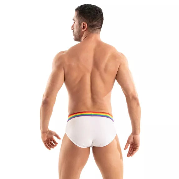 Herren Slips Pride - Bequeme Passform mit buntem Regenbogenbund, Weiß | TOF Paris