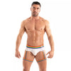 Buntes Pride Leg Harness mit elastischer Passform von TOF Paris – Ansicht 2