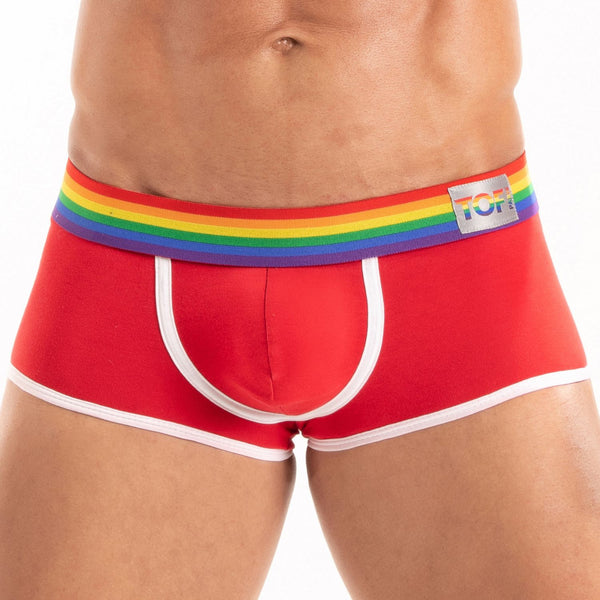 Herren-Trunk Pride Rot - Bunte Bündchen, ultraweich & stretch | TOF Paris