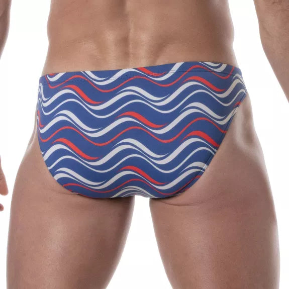 Badehose Mini Briefs Blau - Slim Fit mit stylischem Printdesign | TOF Paris