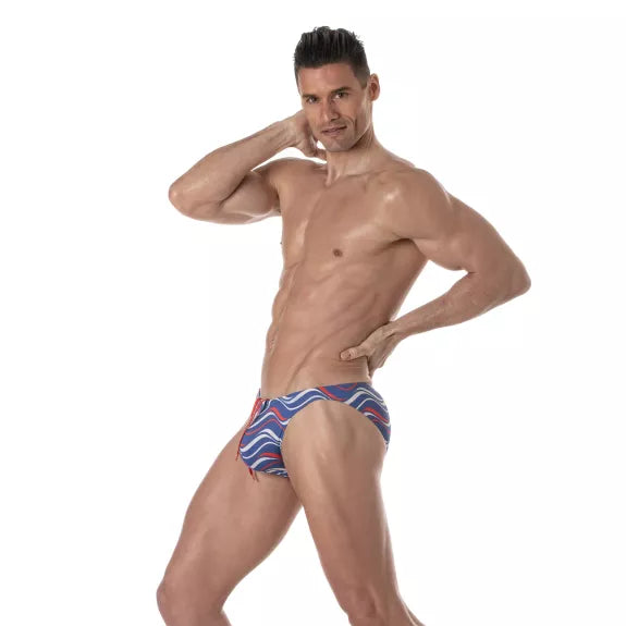 Badehose Mini Briefs Blau - Slim Fit mit stylischem Printdesign | TOF Paris