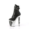 RAPTURE-1020STR-02 Plateau Stiefeletten - Schwarz Matt/Silber Totenkopf von Pleaser – Ansicht 3