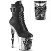 RAPTURE-1020STR-02 Plateau Stiefeletten - Schwarz Matt/Silber Totenkopf von Pleaser