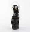 RAPTURE-808 Plateau Sandaletten Transparent/Schwarz Totenkopf von Pleaser – Ansicht 2