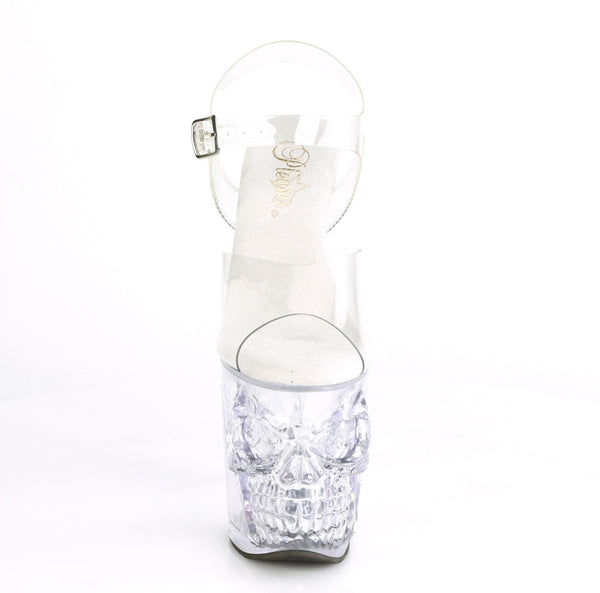RAPTURE-808 Plateau Sandaletten Transparent Totenkopf von Pleaser – Ansicht 2