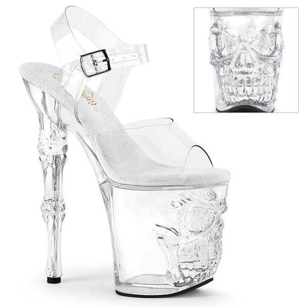 RAPTURE-808 Plateau Sandaletten Transparent Totenkopf von Pleaser