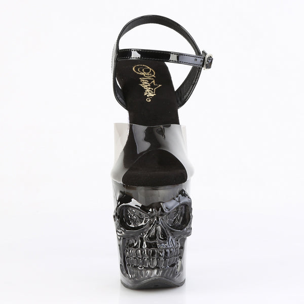 RAPTURE-808T-1 Plateau Sandaletten Transparent/Schwarz Totenkopf von Pleaser – Ansicht 2