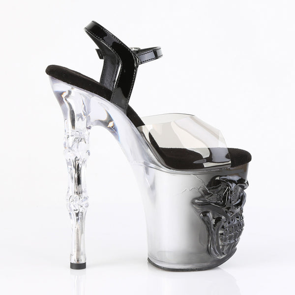 RAPTURE-808T-1 Plateau Sandaletten Transparent/Schwarz Totenkopf von Pleaser – Ansicht 5