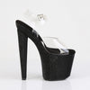RAZZLE-808WR Plateau High Heel Sandaletten - Schwarz Matt Krokodilmuster von Pleaser – Ansicht 5