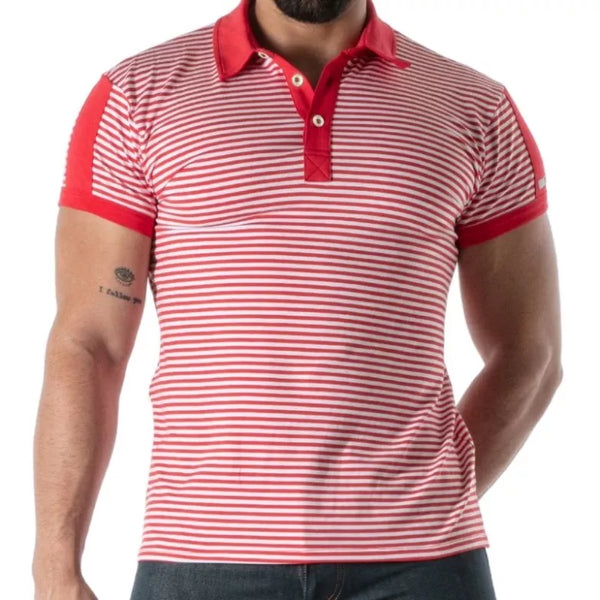 Rotes Sailor Stripe-Poloshirt von TOF Paris – Ansicht 2