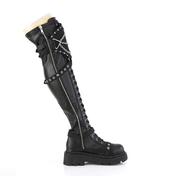 RENEGADE-320 Overknee Stiefel - Schwarz Matt | DemoniaCult SALE