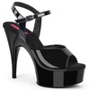 REVEL-609 Plateau Sandaletten Schwarz Lack von Pleaser Pink Label