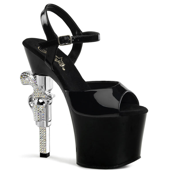 REVOLVER-709 Plateau Sandaletten Schwarz Lack von Pleaser