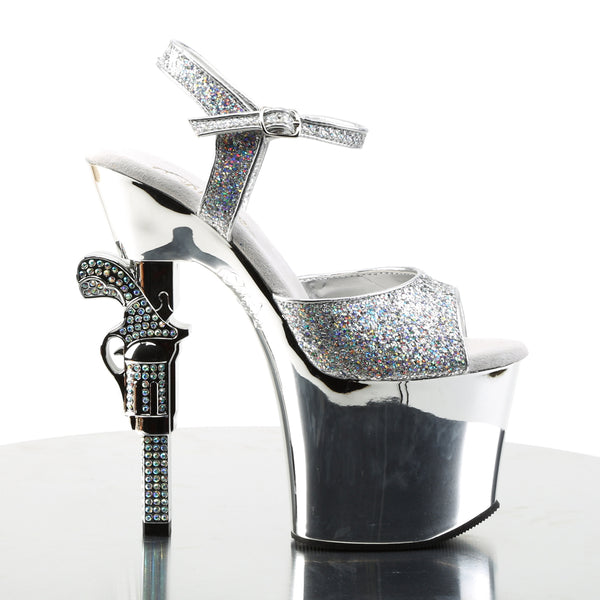 REVOLVER-709G Plateau Sandaletten Silber Chrome Glitzer von Pleaser – Ansicht 5