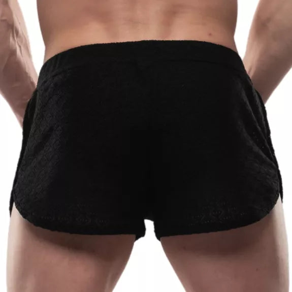 Mini Shorts Low Waist Schwarz - High-Cut & Ton-in-Ton Saum | TOF Paris