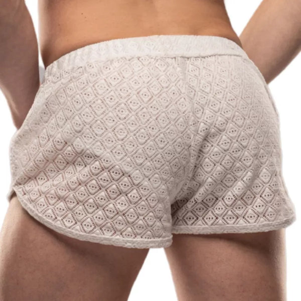 Weißes verführerisches Shorts Modell mit körperbetontem Schnitt von TOF Paris – Ansicht 4