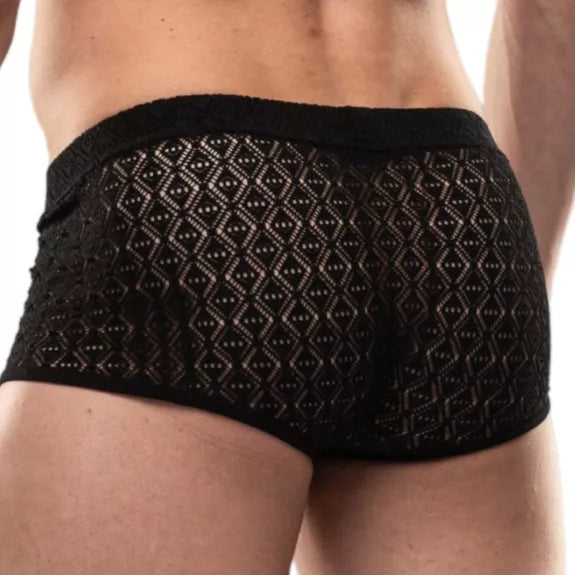 Boxershorts Stretch-Spitze Schwarz - Low Waist, Slim Fit, Made in France | TOF Paris