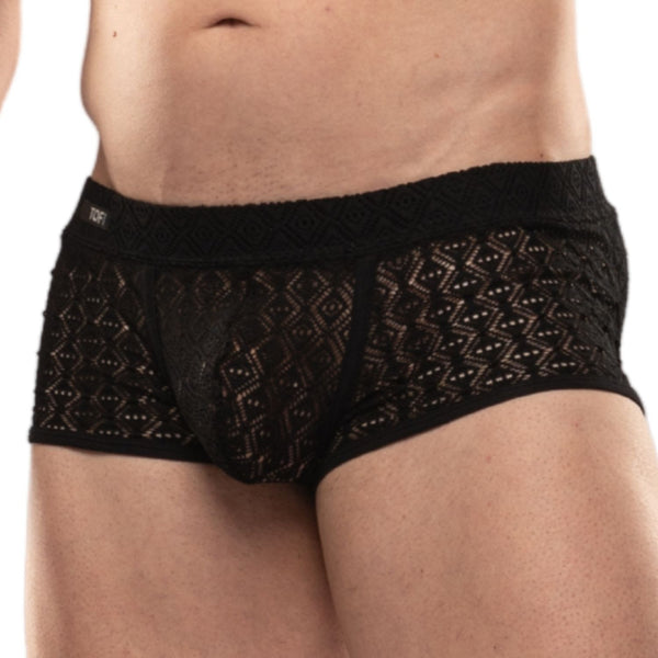 Boxershorts Stretch-Spitze Schwarz - Low Waist, Slim Fit, Made in France | TOF Paris