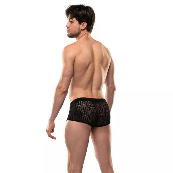 Boxershorts Stretch-Spitze Schwarz - Low Waist, Slim Fit, Made in France | TOF Paris