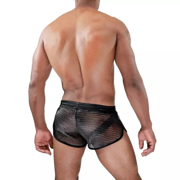 Herren Shorts Roman - Metallic Mesh im Gladiator-Style, Silber| TOF Paris