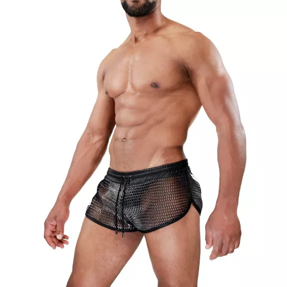 Herren Shorts Roman - Metallic Mesh im Gladiator-Style, Silber| TOF Paris