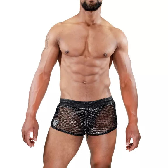 Herren Shorts Roman - Metallic Mesh im Gladiator-Style, Silber| TOF Paris