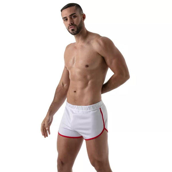 Weißes verführerisches Sportshort mit innovativem Frontbereich von TOF Paris – Ansicht 4