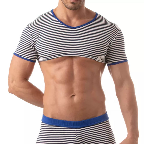 Blaues Sailor-Crop-Top von TOF Paris