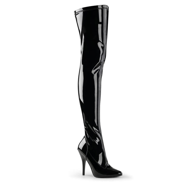 SEDUCE-3000 Overknee Stiefel Lack Schwarz | Pleaser SALE