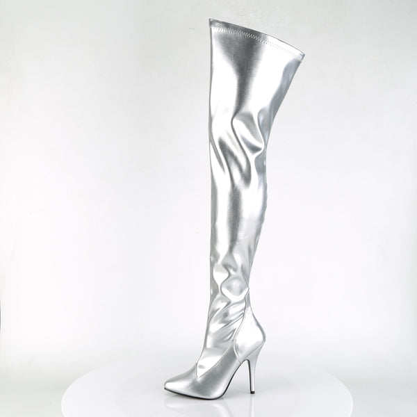 SEDUCE-3000 Overknee Stiefel Silber Matt von Pleaser – Ansicht 3