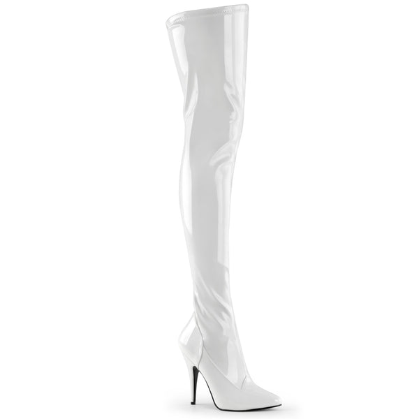SEDUCE-3000 Overknee Stiefel Weiß Lack von Pleaser