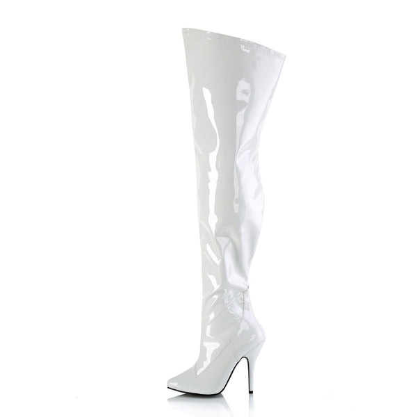 SEDUCE-3000WC Wide Calf/Weitere Wade - Overknee Stiefel - Weiß Lack von Pleaser – Ansicht 3