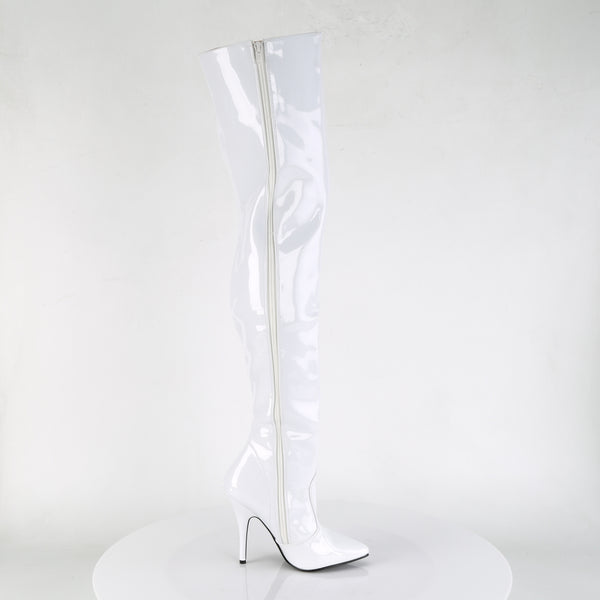 SEDUCE-3010 Overknee Stiefel Lack Weiß von Pleaser – Ansicht 5