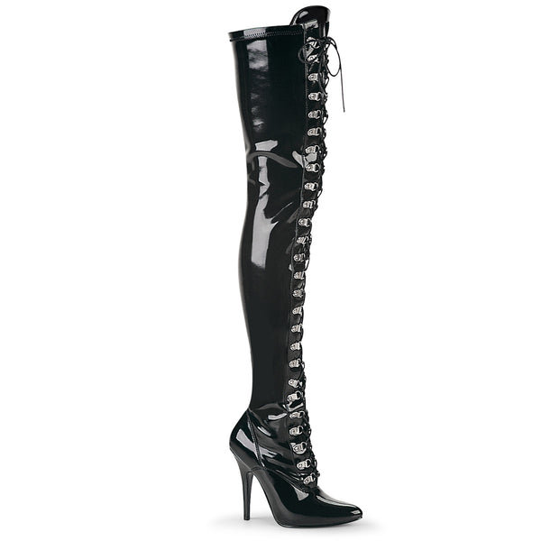 SEDUCE-3024 Overknee Stiefel Lack Schwarz von Pleaser