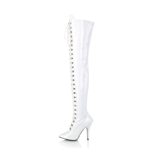 SEDUCE-3024 Overknee Stiefel Lack Weiß von Pleaser – Ansicht 3