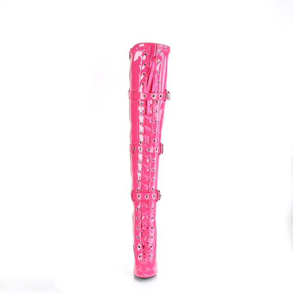 SEDUCE-3028 Overknee Stiefel Lack Hot Pink von Pleaser – Ansicht 2